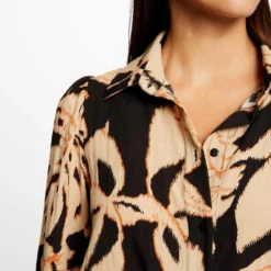 Robe Chemise Droite Imprimé Végétal Multico Femme -Morgandetoi Boutique robe chemise droite imprime vegetal multico femme vue6 32536300955290900