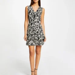 Robe Cintrée à Volants Imprimé Animalier Multico Femme