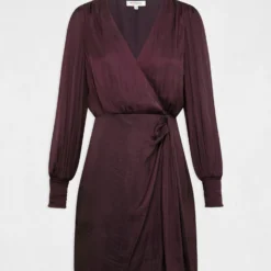 Robe Cintrée Drapée Satin Prune Femme -Morgandetoi Boutique robe cintree drapee satin prune femme vue3 32536300949160505