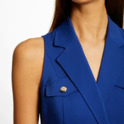 Robe Droite Avec Ornement Métallique Bleu Electrique Femme -Morgandetoi Boutique robe droite avec ornement metallique bleu electrique femme vue6 32536300896940314