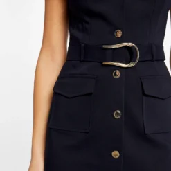 Robe Droite Boutonnée Ceinturée Marine Femme -Morgandetoi Boutique robe droite boutonnee ceinturee marine femme vue6 32536300949290301