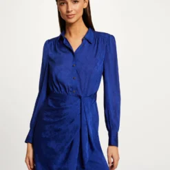 Robe Droite Drapée Satinée Imprimée Bleu Electrique Femme -Morgandetoi Boutique robe droite drapee satinee imprimee bleu electrique femme vue6 32536300942700314