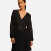 Robe Droite Fluide Avec Bas Plissé Marine Femme