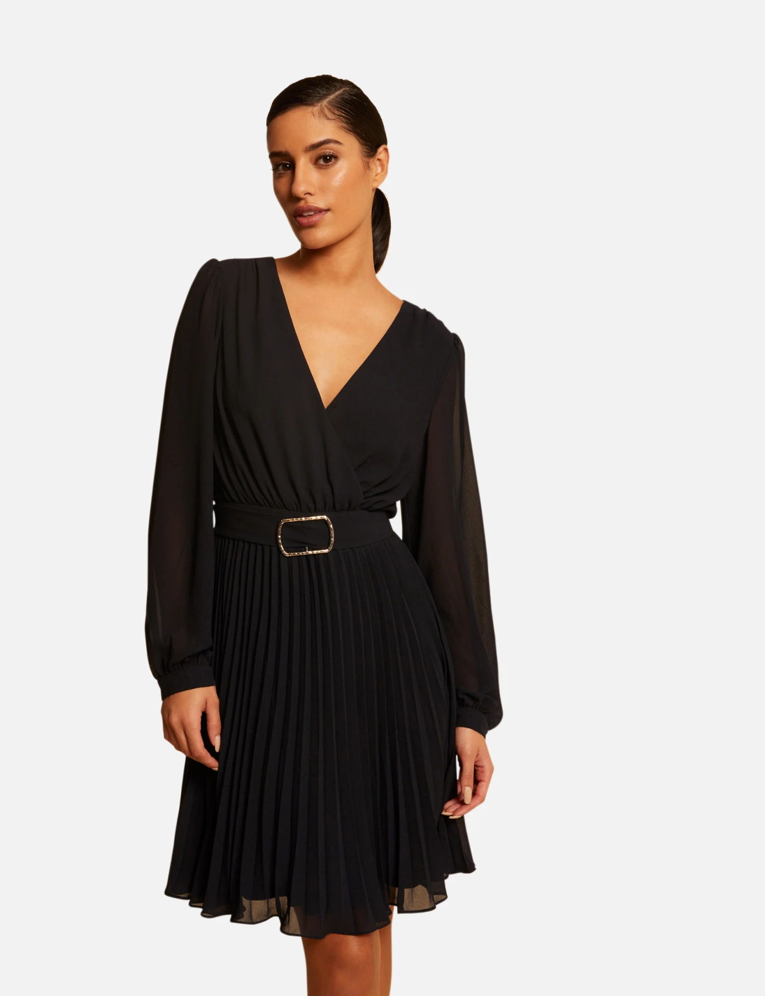 Robe Droite Fluide Avec Bas Plissé Marine Femme 1 Robe Droite Fluide Avec Bas Plissé Marine Femme