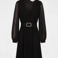 Robe Droite Fluide Avec Bas Plissé Marine Femme 10 Robe Droite Fluide Avec Bas Plissé Marine Femme -Morgandetoi Boutique robe droite fluide avec bas plisse marine femme vue3 32536300931740301