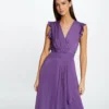 Robe Droite Fluide Sans Manches Violet Fonce Femme