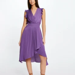 Robe Droite Fluide Sans Manches Violet Fonce Femme -Morgandetoi Boutique robe droite fluide sans manches violet fonce femme vue5 32536300912060311