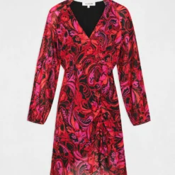 Robe Droite Froncée Imprimé Végétal Multico Femme -Morgandetoi Boutique robe droite froncee imprime vegetal multico femme vue3 32536300936690900