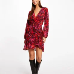 Robe Droite Froncée Imprimé Végétal Multico Femme -Morgandetoi Boutique robe droite froncee imprime vegetal multico femme vue5 32536300936690900