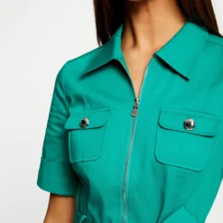 Robe Droite Manches Courtes Ceinturée Vert Moyen Femme 9 Robe Droite Manches Courtes Ceinturée Vert Moyen Femme -Morgandetoi Boutique robe droite manches courtes ceinturee vert moyen femme vue4 32536300886150608