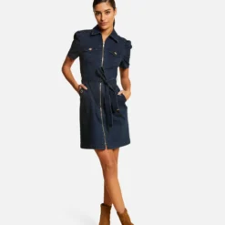 Robe Droite Zippée Ceinturée En Jean Jean Brut Femme 9 Robe Droite Zippée Ceinturée En Jean Jean Brut Femme -Morgandetoi Boutique robe droite zippee ceinturee en jean jean brut femme vue5 32536300931490305