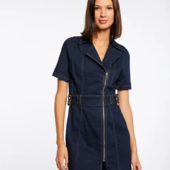 Robe Droite Zippée En Jean Jean Brut Femme -Morgandetoi Boutique robe droite zippee en jean jean brut femme vue5 32536300923370305