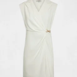 Robe Effet Portefeuille à Ornement Ecru Femme 10 Robe Effet Portefeuille à Ornement Ecru Femme -Morgandetoi Boutique robe effet portefeuille a ornement ecru femme vue3 32536300942470201