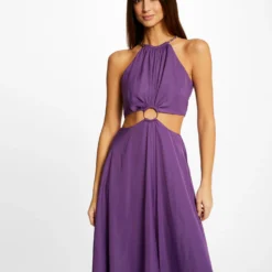 Robe évasée Avec Anneau Et Ouvertures Violet Fonce Femme