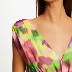 Robe Longue Cintrée Imprimé Abstrait Multico Femme -Morgandetoi Boutique robe longue cintree imprime abstrait multico femme vue6 32536300932280900