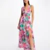 Robe Longue Cintrée Imprimé Floral Multico Femme