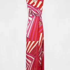 Robe Longue Cintrée Imprimé Géométrique Multico Femme -Morgandetoi Boutique robe longue cintree imprime geometrique multico femme vue3 32536300931050900