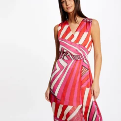 Robe Longue Cintrée Imprimé Géométrique Multico Femme -Morgandetoi Boutique robe longue cintree imprime geometrique multico femme vue5 32536300931050900