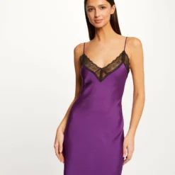 Robe Longue Droite Avec Dentelle Violet Femme -Morgandetoi Boutique robe longue droite avec dentelle violet femme vue5 32536300941370310