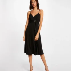 Robe Longue Droite Avec Détail Boucle Noir Femme -Morgandetoi Boutique robe longue droite avec detail boucle noir femme vue5 32536300898090100