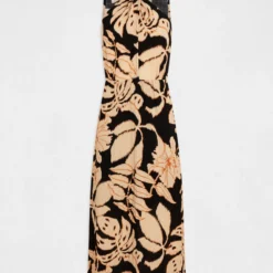 Robe Longue Droite Imprimé Végétal Multico Femme -Morgandetoi Boutique robe longue droite imprime vegetal multico femme vue3 32536300955300900