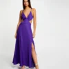 Robe Longue évasée Avec Ouvertures Violet Fonce Femme