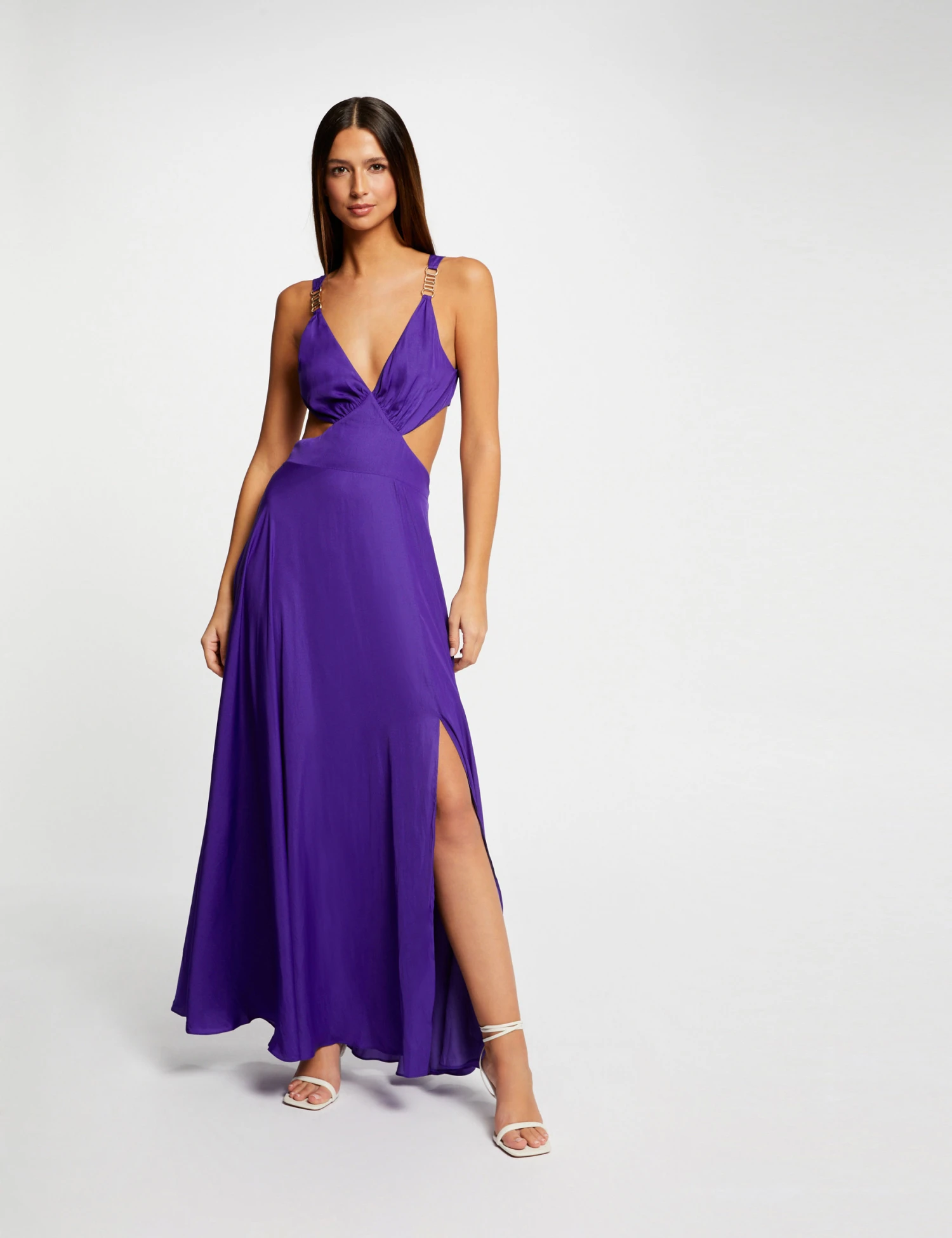 Robe Longue évasée Avec Ouvertures Violet Fonce Femme 1 Robe Longue évasée Avec Ouvertures Violet Fonce Femme