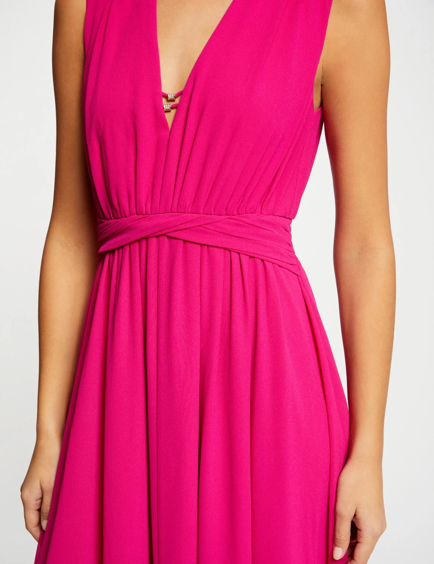 Robe Longue évasée Fendue Rose Fonce Femme 5 Robe Longue évasée Fendue Rose Fonce Femme – Image 5