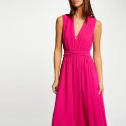 Robe Longue évasée Fendue Rose Fonce Femme 7 Robe Longue évasée Fendue Rose Fonce Femme -Morgandetoi Boutique robe longue evasee fendue rose fonce femme vue5 32536300931710515