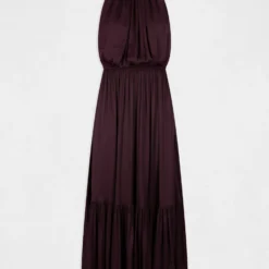 Robe Longue évasée Fluide Prune Femme -Morgandetoi Boutique robe longue evasee fluide prune femme vue3 32536300901850505