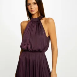 Robe Longue évasée Fluide Prune Femme -Morgandetoi Boutique robe longue evasee fluide prune femme vue5 32536300901850505