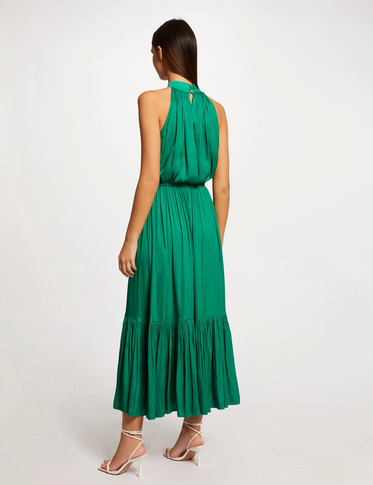 Robe Longue évasée Fluide Vert Femme 2 Robe Longue évasée Fluide Vert Femme – Image 2