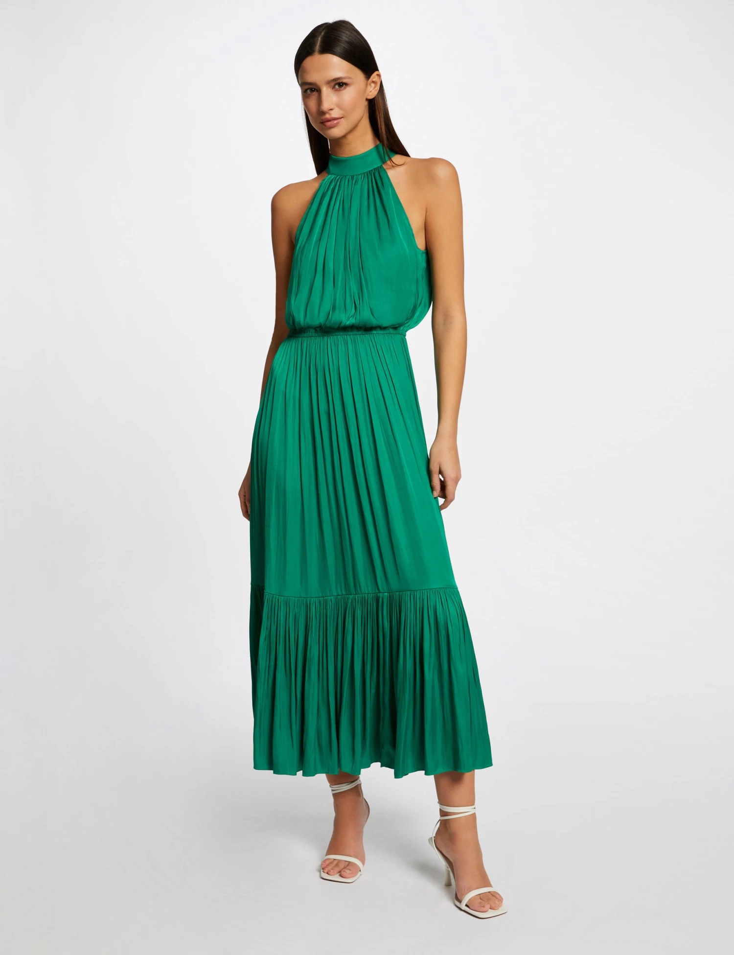 Robe Longue évasée Fluide Vert Femme 4 Robe Longue évasée Fluide Vert Femme – Image 4