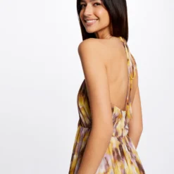 Robe Longue évasée Imprimé Abstrait Multico Femme