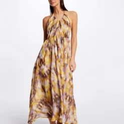 Robe Longue évasée Imprimé Abstrait Multico Femme -Morgandetoi Boutique robe longue evasee imprime abstrait multico femme vue5 32536300938600900