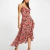 Robe Longue évasée Imprimé Abstrait Rose Femme