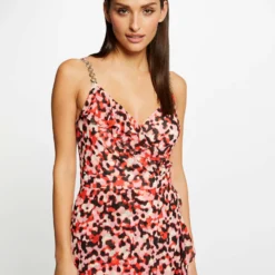 Robe Longue évasée Imprimé Abstrait Rose Femme -Morgandetoi Boutique robe longue evasee imprime abstrait rose femme vue5 32536300931120503