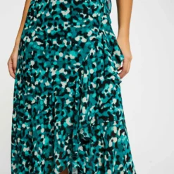 Robe Longue évasée Imprimé Abstrait Vert Femme -Morgandetoi Boutique robe longue evasee imprime abstrait vert femme vue6 32536300931120600