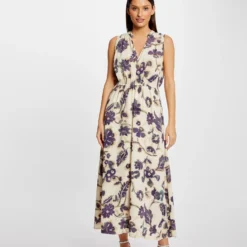 Robe Longue évasée Imprimé Floral Multico Femme