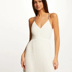 Robe Longue évasée Plissée à Dos Nu Ecru Femme -Morgandetoi Boutique robe longue evasee plissee a dos nu ecru femme vue5 32536300939280201
