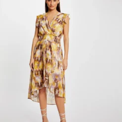 Robe Midi Cintrée Imprimé Abstrait Multico Femme -Morgandetoi Boutique robe midi cintree imprime abstrait multico femme vue5 32536300939270900