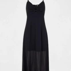Robe Midi évasée Bretelles Chaînes Marine Femme -Morgandetoi Boutique robe midi evasee bretelles chaines marine femme vue3 32536300931390301