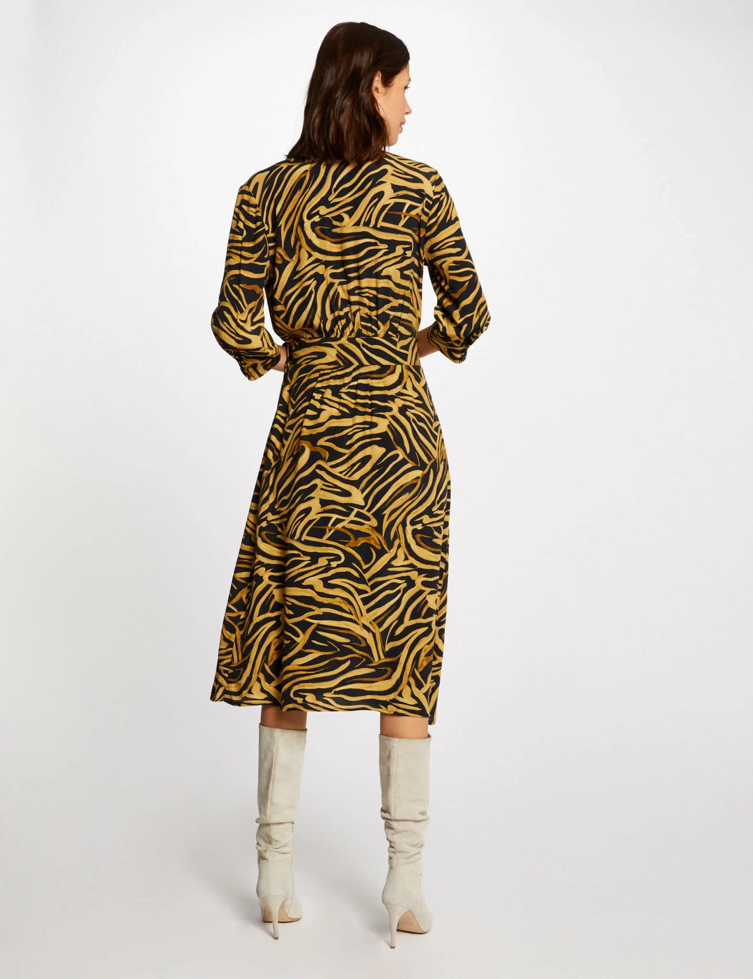 Robe Midi Portefeuille Imprimé Abstrait Multico Femme 2 Robe Midi Portefeuille Imprimé Abstrait Multico Femme – Image 2