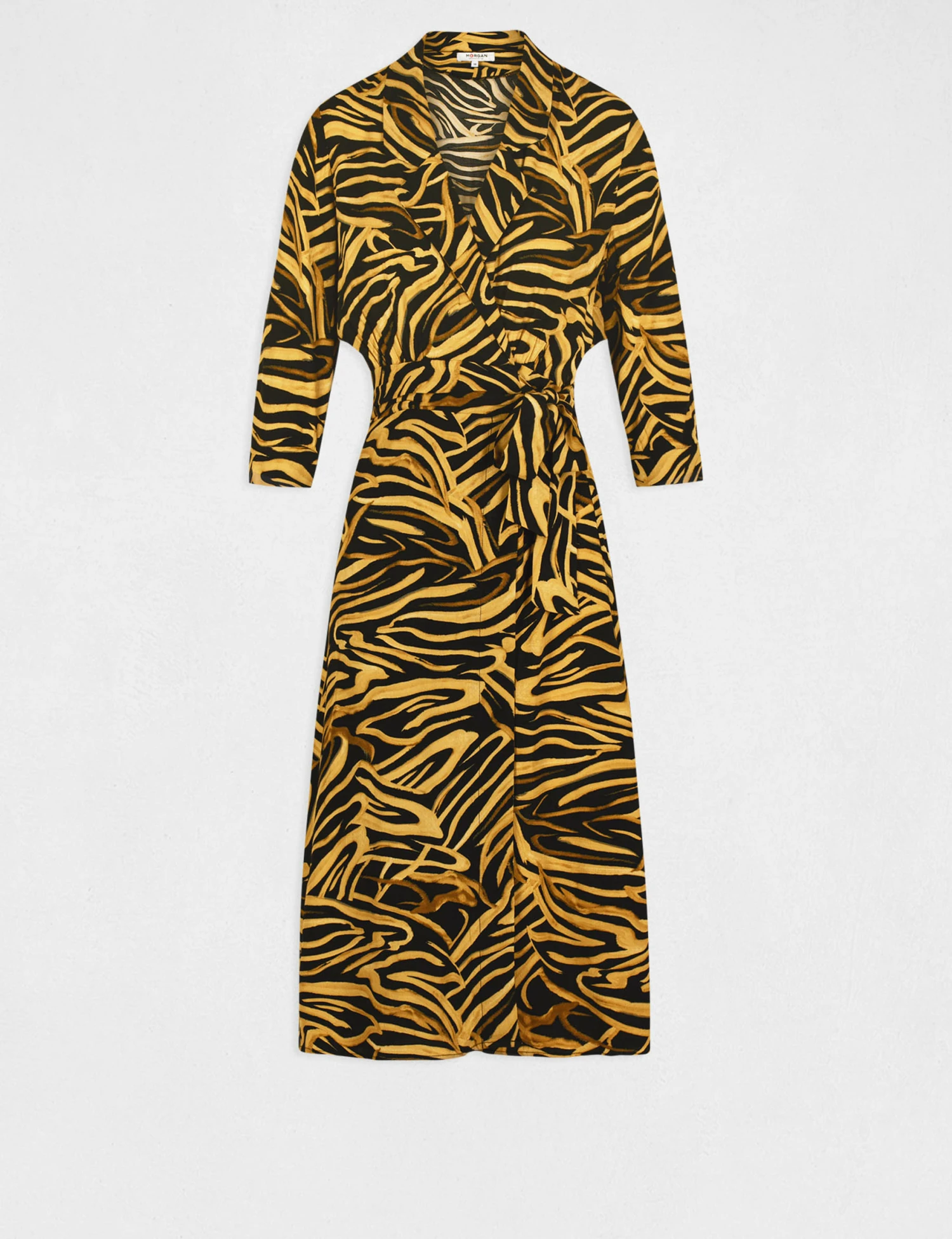 Robe Midi Portefeuille Imprimé Abstrait Multico Femme 4 Robe Midi Portefeuille Imprimé Abstrait Multico Femme – Image 4