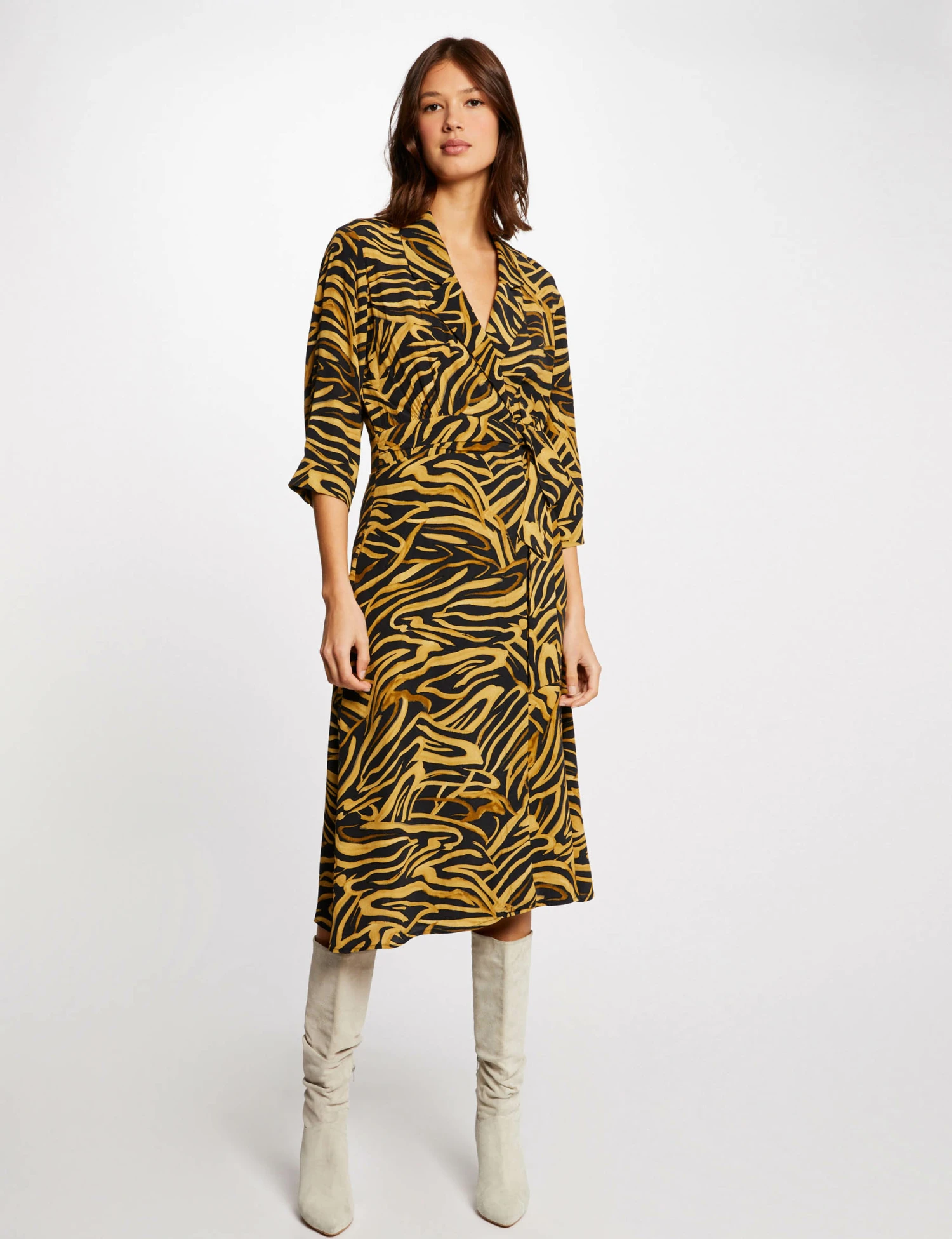 Robe Midi Portefeuille Imprimé Abstrait Multico Femme 3 Robe Midi Portefeuille Imprimé Abstrait Multico Femme – Image 3