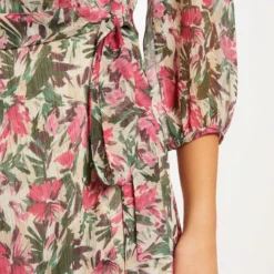 Robe Midi Portefeuille Imprimé Floral Multico Femme -Morgandetoi Boutique robe midi portefeuille imprime floral multico femme vue6 32536300946610900