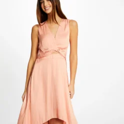 Robe Midi Trapèze Asymétrique Rose Moyen Femme -Morgandetoi Boutique robe midi trapeze asymetrique rose moyen femme vue5 32536300938680514