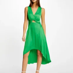 Robe Midi Trapèze Asymétrique Vert Femme