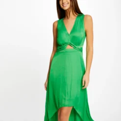 Robe Midi Trapèze Asymétrique Vert Femme -Morgandetoi Boutique robe midi trapeze asymetrique vert femme vue5 32536300938680600
