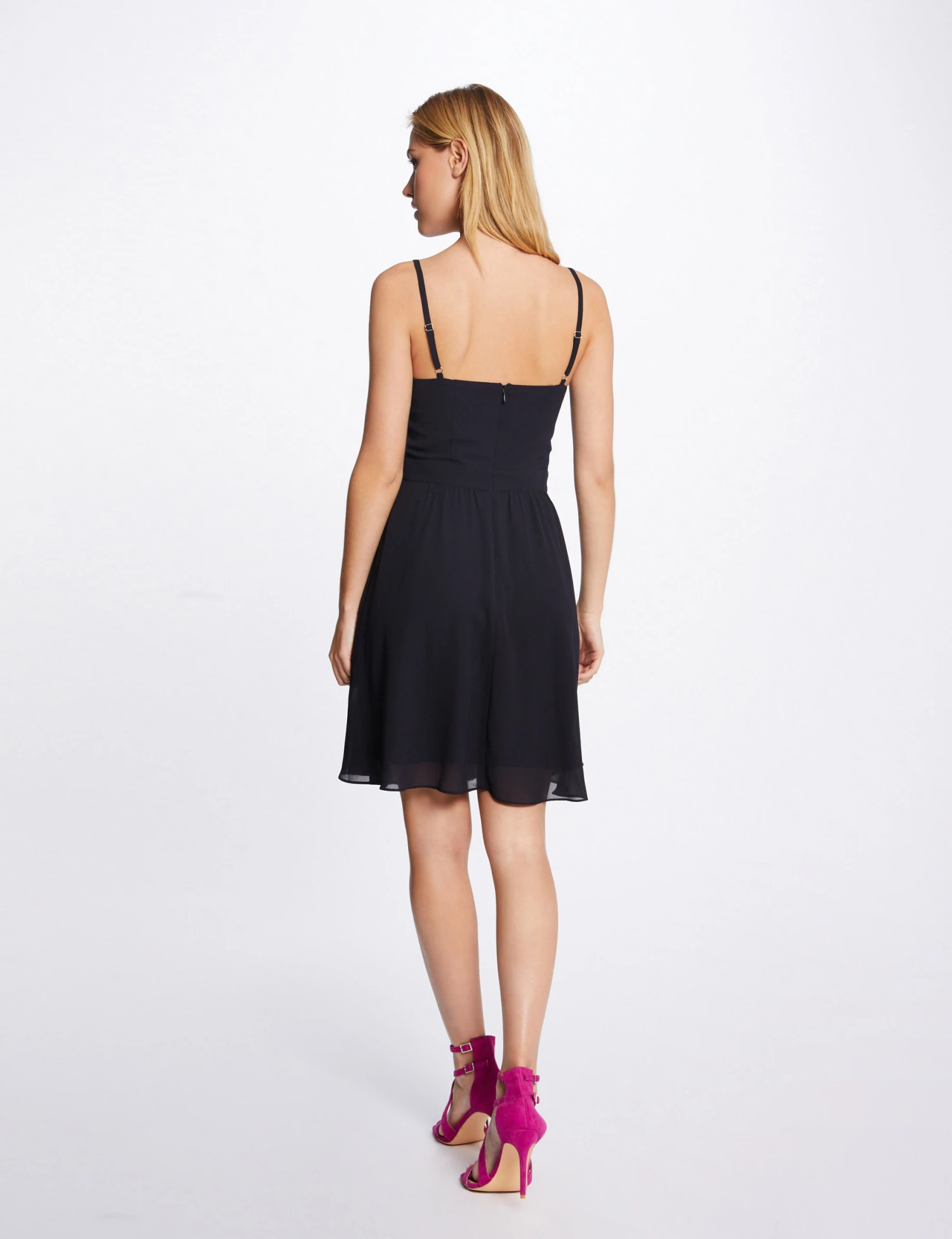 Robe Patineuse Avec Col Cache-coeur Marine Femme 2 Robe Patineuse Avec Col Cache-coeur Marine Femme – Image 2